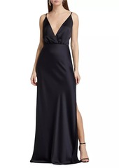 Ramy Brook Vick V-Neck Satin Gown