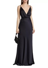 Ramy Brook Vick V-Neck Satin Gown