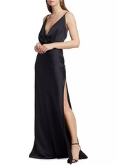 Ramy Brook Vick V-Neck Satin Gown