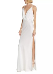 Ramy Brook Vick V-Neck Satin Gown