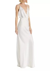 Ramy Brook Vick V-Neck Satin Gown