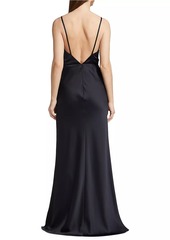 Ramy Brook Vick V-Neck Satin Gown