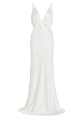 Ramy Brook Vick V-Neck Satin Gown