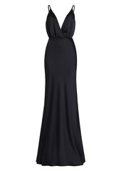 Ramy Brook Vick V-Neck Satin Gown