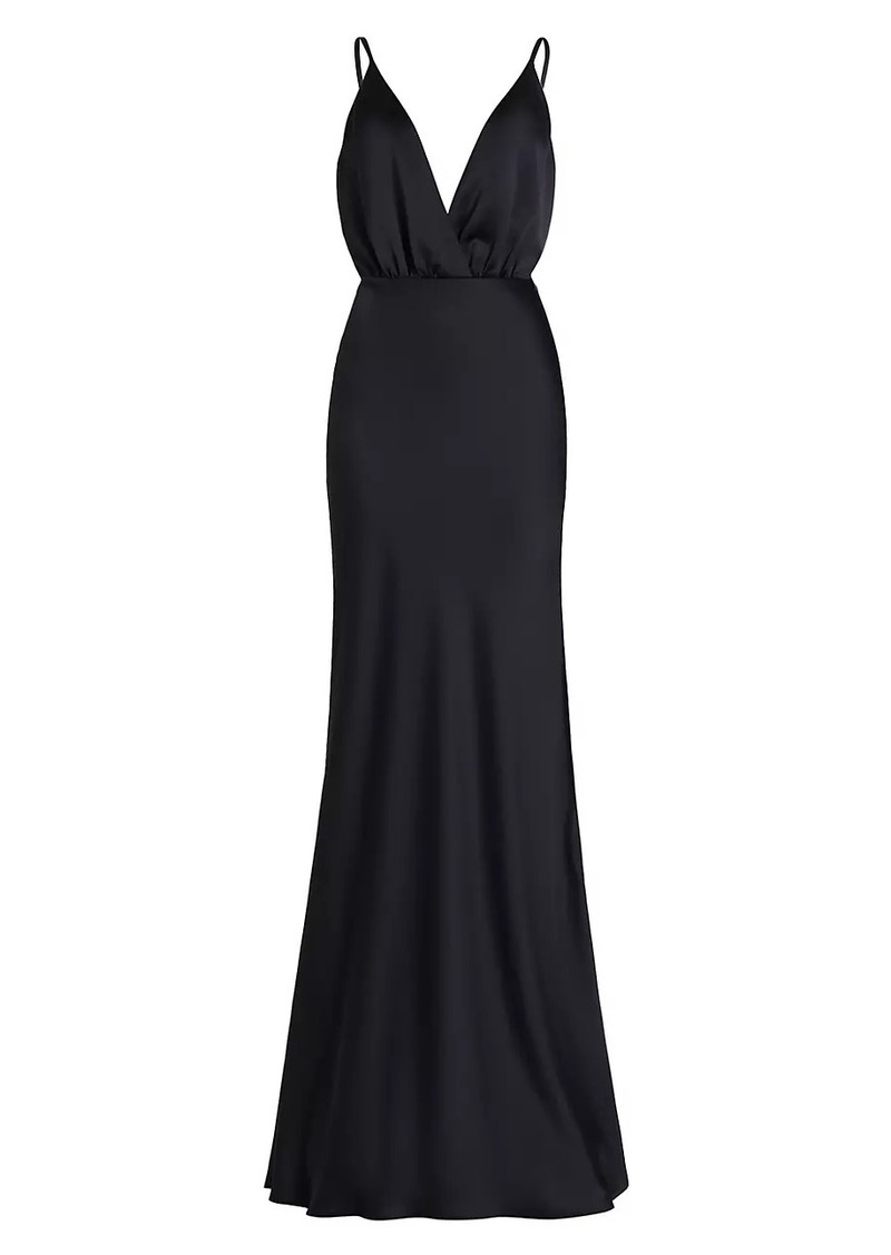 Ramy Brook Vick V-Neck Satin Gown