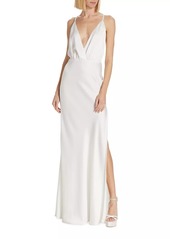 Ramy Brook Vick V-Neck Satin Gown