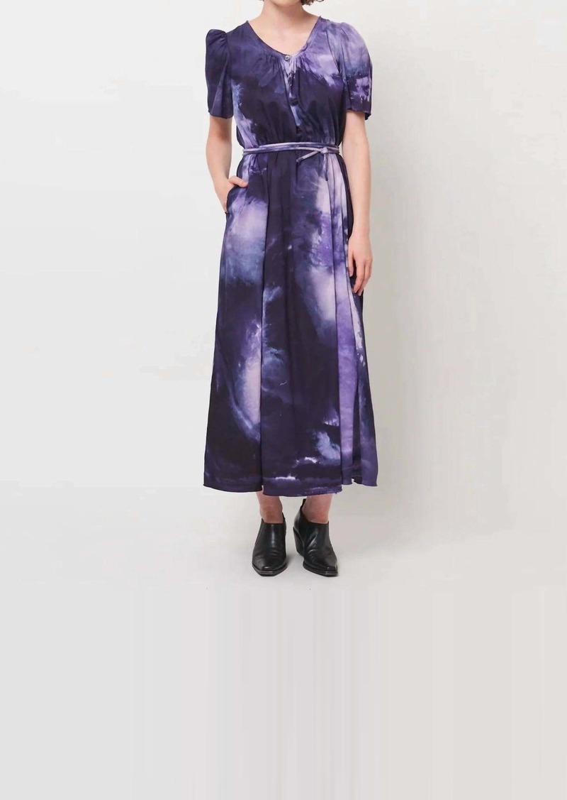 Raquel Allegra Flutter Maxi Dress In Cosmic Eggplant