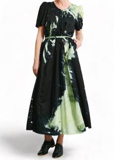 Raquel Allegra Flutter Maxi Dress In Cosmic Leaf