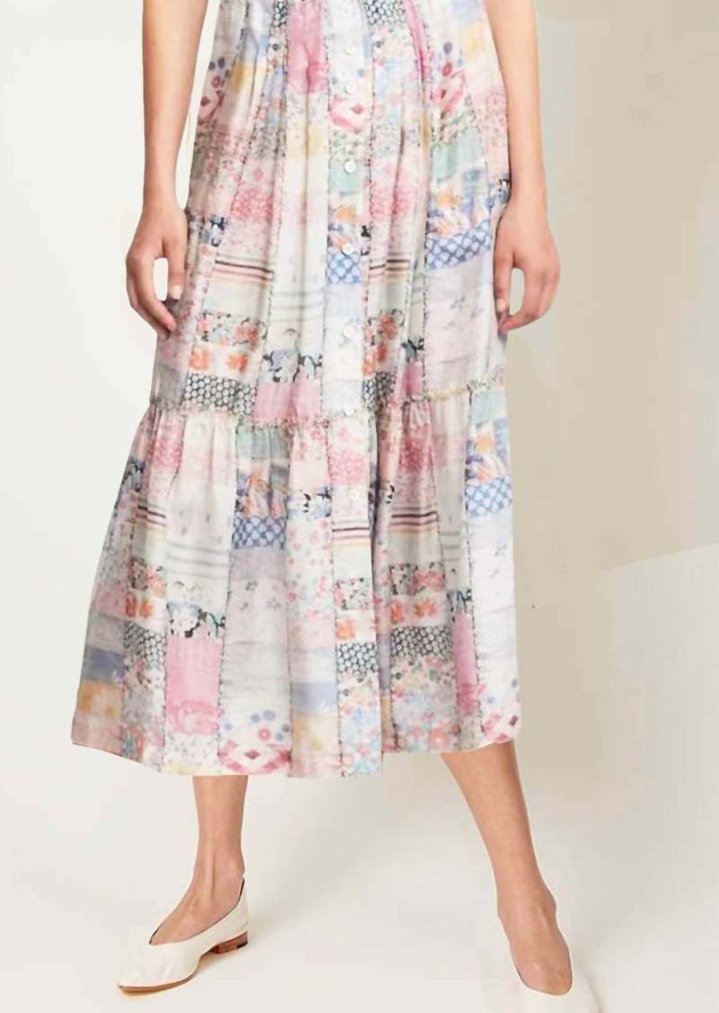 Raquel Allegra Garden Midi Skirt In Patchwork Diary