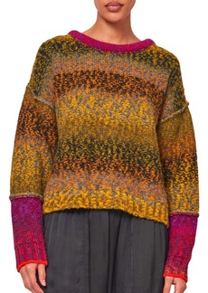 Raquel Allegra Iris Pullover Sweater In Olive Burgundy Combo