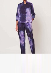 Raquel Allegra Lauren Button Front Blouse In Cosmic Eggplant