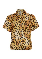 Raquel Allegra Leopard Silk Camp Shirt