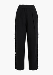 Raquel Allegra - Easy frayed linen and cotton-blend twill tapered pants - Black - 0