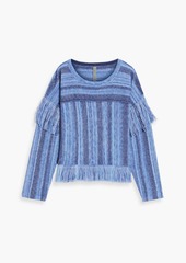Raquel Allegra - Fringed striped wool and cashmere-blend sweater - Blue - 0