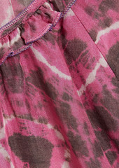 Raquel Allegra - Gathered tie-dyed silk-crepe blouse - Pink - 0