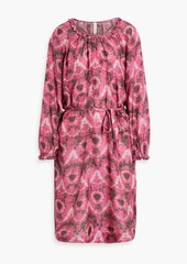 Raquel Allegra - Gathered tie-dyed silk-crepe dress - Purple - 2