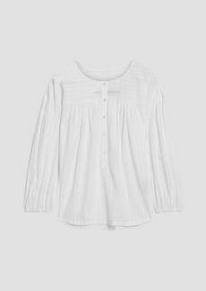 Raquel Allegra - Poet gathered cotton-gauze blouse - White - 0
