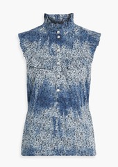 Raquel Allegra - Tie-dyed Liberty-print cotton-broadcloth top - Blue - 2