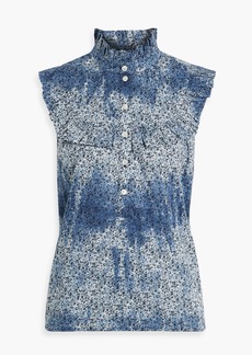 Raquel Allegra - Tie-dyed Liberty-print cotton-broadcloth top - Blue - 0