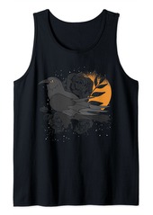 Raven Clothing Forest Bird  Rose Raven Spooky Full Moon Creepy Crow Tank Top