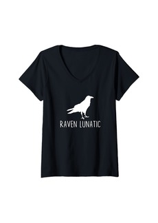 Raven Clothing Raven Lunatic Funny Goth Bird Lover Halloween Party V-Neck T-Shirt