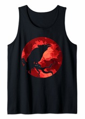 Raven Clothing Red Moon  Raven Creepy Forest Animal Bird Spooky Crow Tank Top