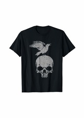 Raven Clothing Viking Creepy Crow Skull Spooky Animal Bird Skeleton Raven T-Shirt