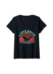 Raven Clothing Womens 80s Retro Vintage Style Gifts Raven Lover I Love Raven V-Neck T-Shirt