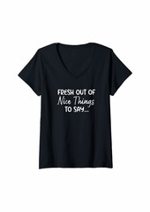 Raven Clothing Womens Fresh Out of Nice Things to Say Sarcastic Funny 2020-2021 V-Neck T-Shirt