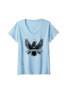 Raven Clothing Womens Nevermore Raven - Gothic Edgar Allan Poe Gothic V-Neck T-Shirt