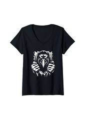 Raven Clothing Womens Peeking Raven Art Crow Design For Women And Men V-Neck T-Shirt