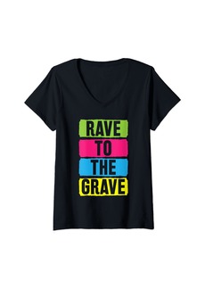 Raven Clothing Womens Rave To The Grave V-Neck T-Shirt