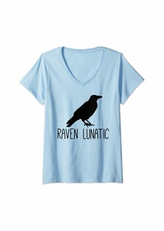 Raven Clothing Womens Raven Lunatic Funny Bird Lover Gift Men Women Kids V-Neck T-Shirt