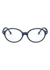 Ray-Ban 46mm Round Optical Glasses in Transparent Blue/Demo Lens at Nordstrom