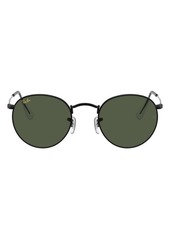 Ray-Ban 47mm Round Sunglasses in Shiny Black/Green at Nordstrom