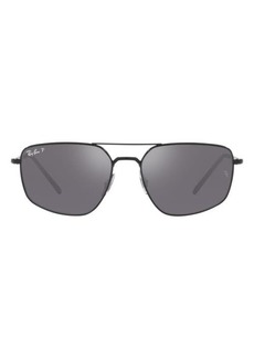 Ray-Ban 56mm Polarized Navigator Sunglasses in Black /Grey-Silver Mirror at Nordstrom