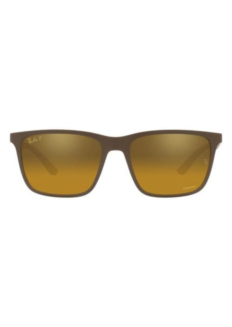 Ray-Ban 58mm Mirrored Polarized Rectangular Sunglasses