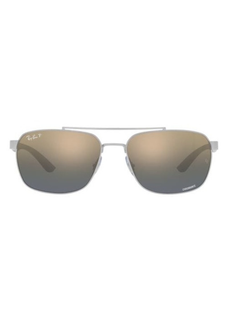 Ray-Ban 59mm Gradient Polarized Rectangular Sunglasses