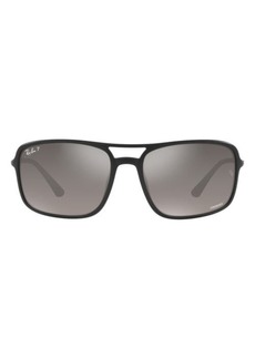 Ray-Ban 60mm Gradient Polarized Rectangular Sunglasses