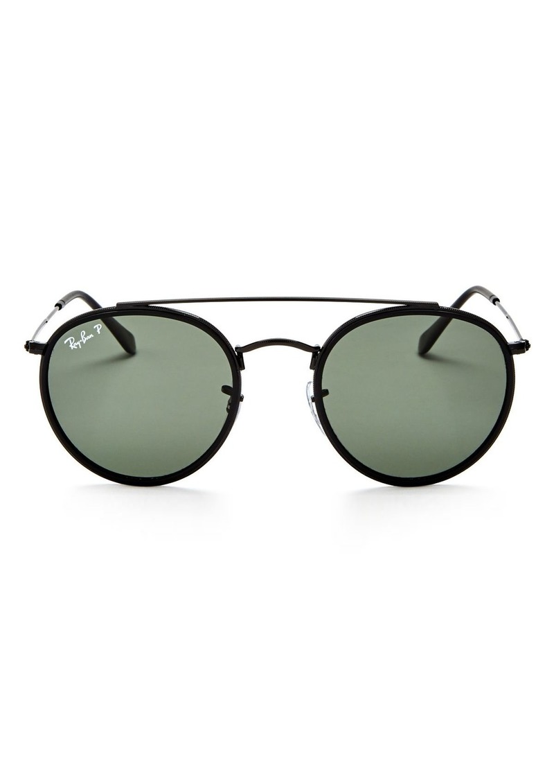 Ray Ban Ray Ban Unisex Polarized Brow Bar Round Sunglasses 51mm Sunglasses