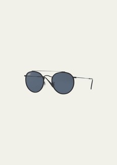 Ray-Ban Monochromatic Round Metal Sunglasses  51MM