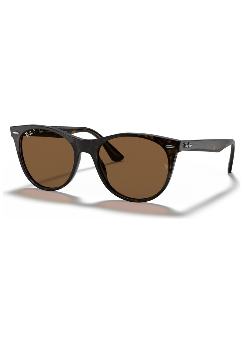 Ray-Ban Unisex Polarized Sunglasses, RB2185 Wayfarer Ii Classic - SPOTTED HAVANA/POLAR BROWN