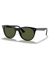 Ray-Ban Unisex Polarized Sunglasses, RB2185 Wayfarer Ii Classic - BLACK/POLAR GREEN