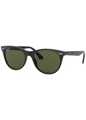 Ray-Ban Unisex Polarized Sunglasses, RB2185 Wayfarer Ii Classic - BLACK/POLAR GREEN