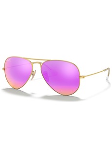 Ray-Ban Polarized Sunglasses, RB3025 Aviator Mirror - GOLD MATTE/PINK MIRROR POLAR