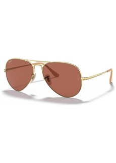Ray-Ban Polarized Aviator Metal Ii Sunglasses, RB3689 - Polished Gold/Violet