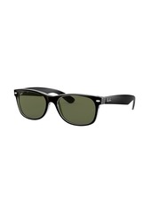 Ray-Ban RB2132 New Wayfarer Square Sunglasses Black On Transparent/G-15 Green