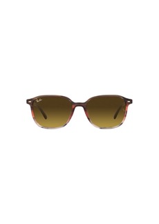 Ray-Ban RB2193F Leonard Low Bridge Fit Square Sunglasses Striped Brown Gradient Red/Gradient Brown