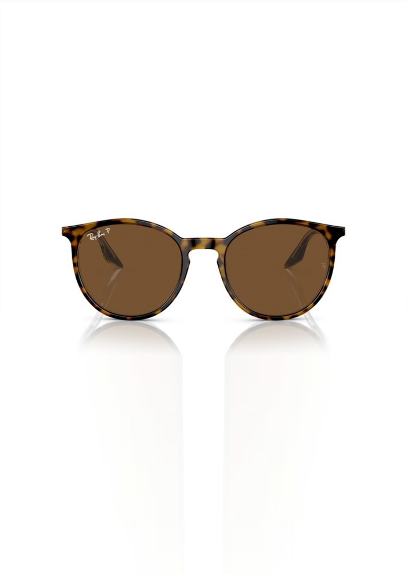 Ray-Ban RB2204F Round Sunglasses Havana On Transparent/Brown Polarized