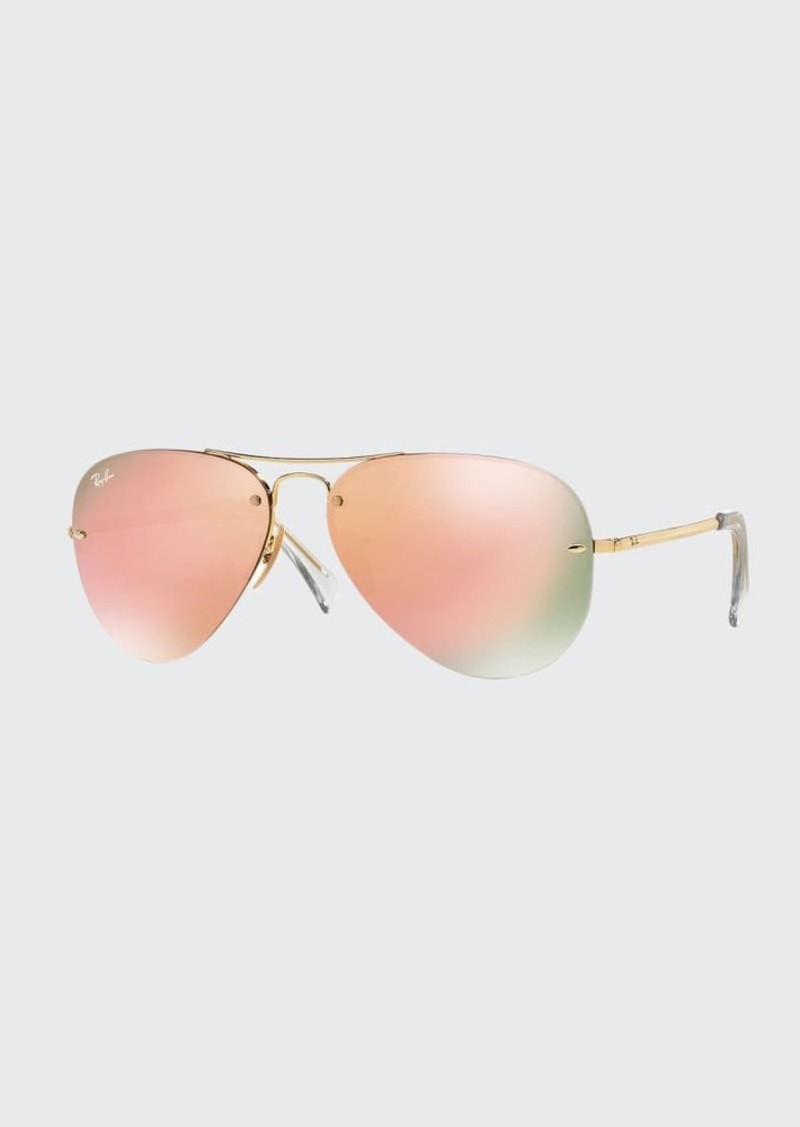 Ray-Ban Rimless Mirrored Iridescent Aviator Sunglasses  59MM
